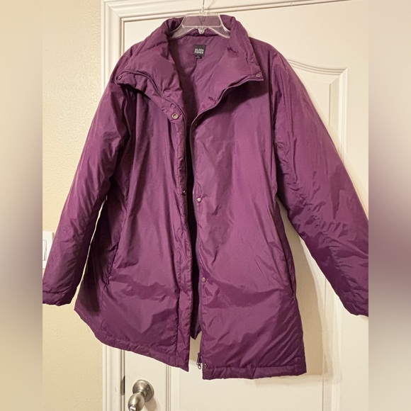 Eileen Fisher Sz XL Extra Large Purple Jacket Coat down puffer long insulated - Picture 3 of 16